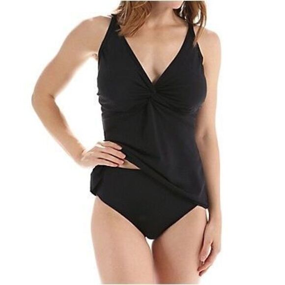 New. Sunsets by Soft Surroundings, black tankini top with a twist. 34D/36C - Picture 7 of 10